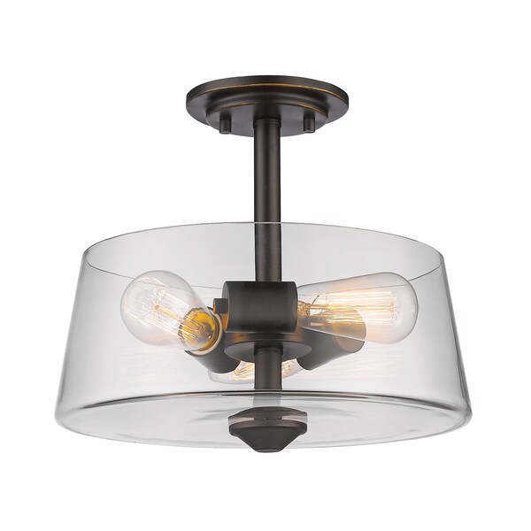 Z-Lite Annora 3 Light Semi Flush Mount, Olde Bronze & Clear 428SF3-OB - main